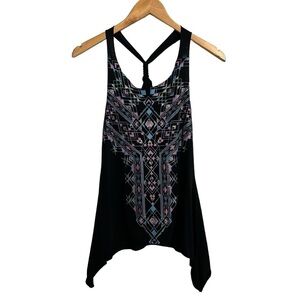 Ransom Racerback Boho Glitter Tank Women’s Size Small Black/Multicolored Design